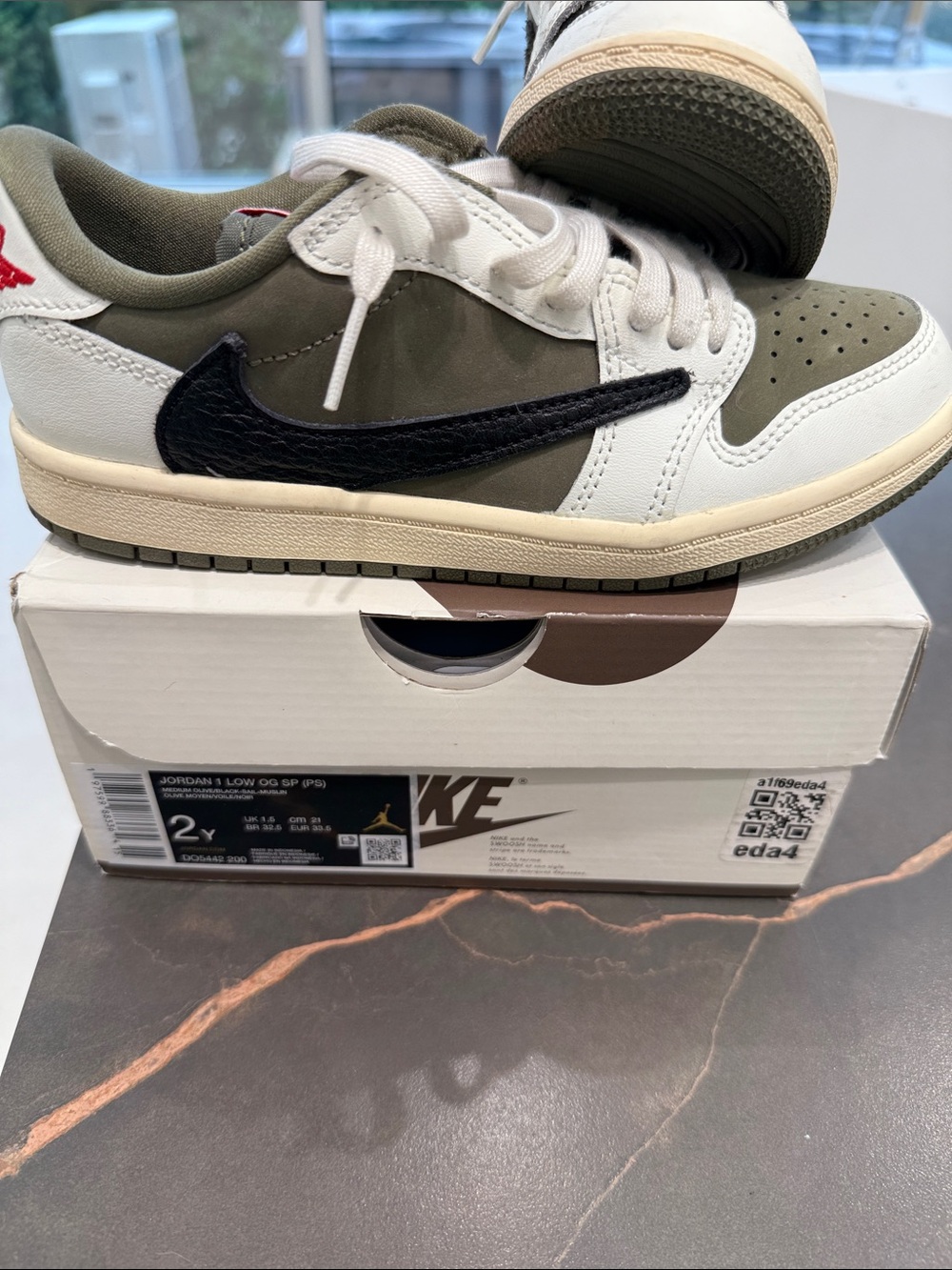 Nike Jordan 1 Low GS Olive Green/White/Black